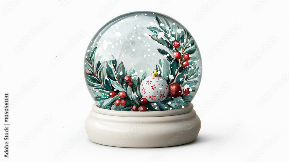 beautiful snow globe featuring holiday wreath and ornaments, evoking festive cheer beautiful snow globe featuring holiday wreath and ornaments, evoking festive cheer