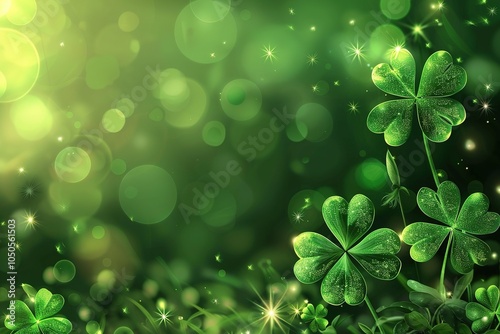 Saint Patricks Day banner with shining Shamrock. elegant design