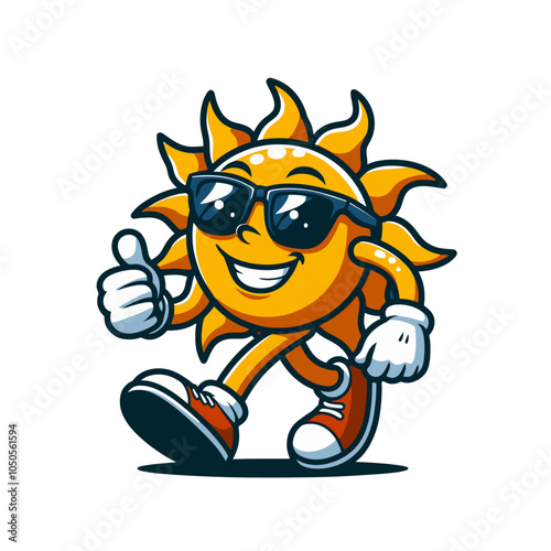Cartoon sun character mascot isolated vector illustration