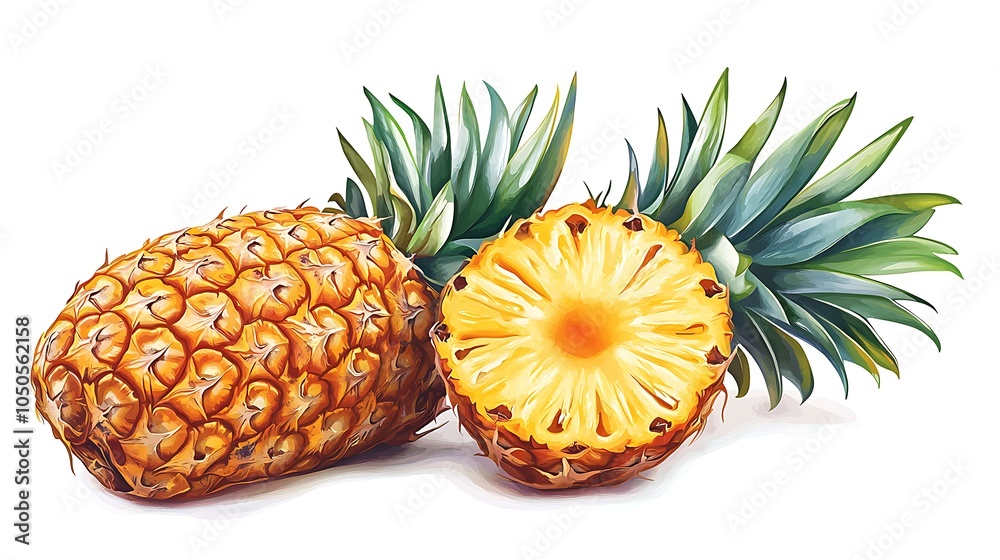 Vibrant pineapple composition with freshly cut halves for culinary delights and tropical inspirations