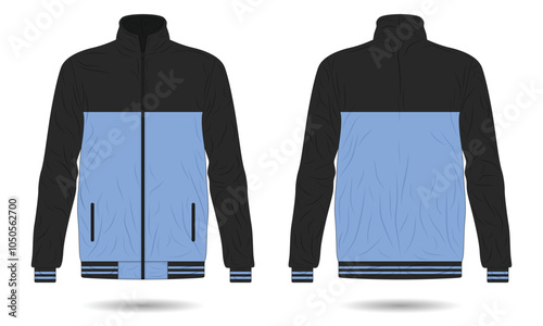 Men blue and black sports training jacket template