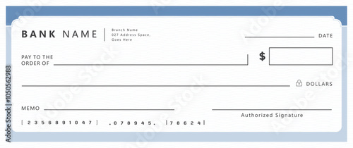 Bank check, vector blank money cheque, checkbook template with guilloche pattern and fields. Currency payment coupon, money check background	