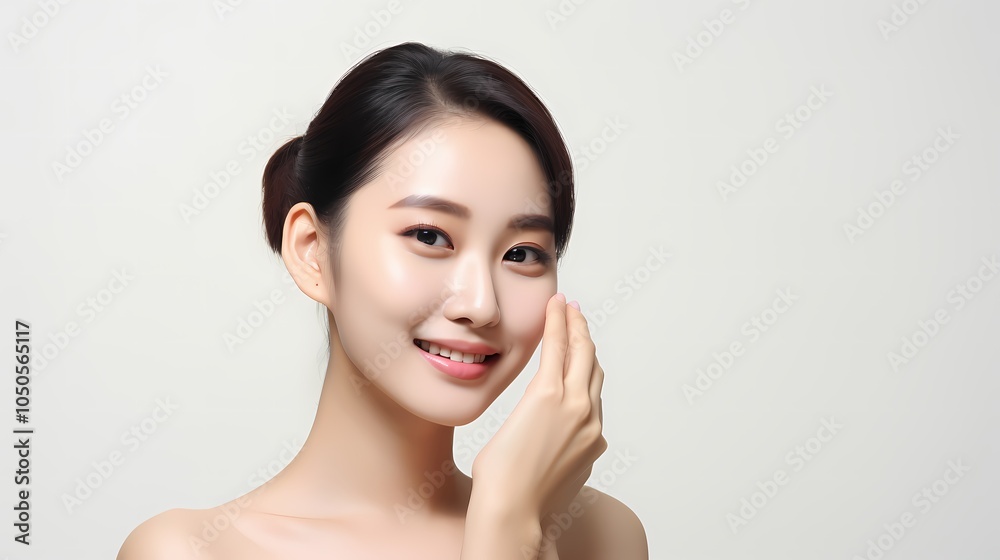 Portrait of a woman with a serene expression, symbolizing beauty and elegance. Portrait of a woman with a serene expression, symbolizing beauty and elegance.