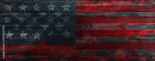 American flag on dark wooden background for July 4th. Generative AI image