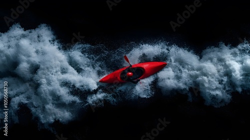 Kayaker navigates through whitewater. photo