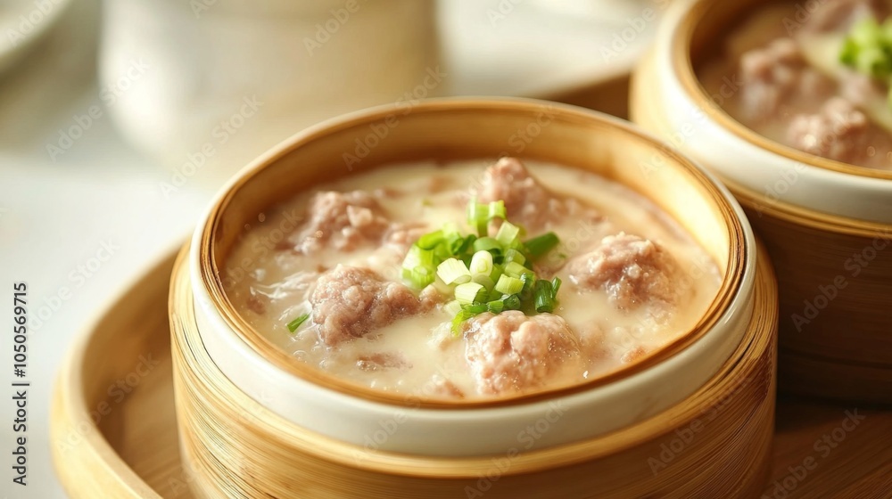 Steamed Meatballs with Gravy in Bowls Steamed Meatballs with Gravy in Bowls