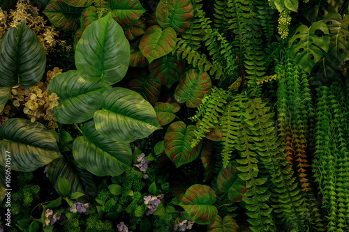 Leaf wall, plant wall, natural green wallpaper and background, nature wall, g...
