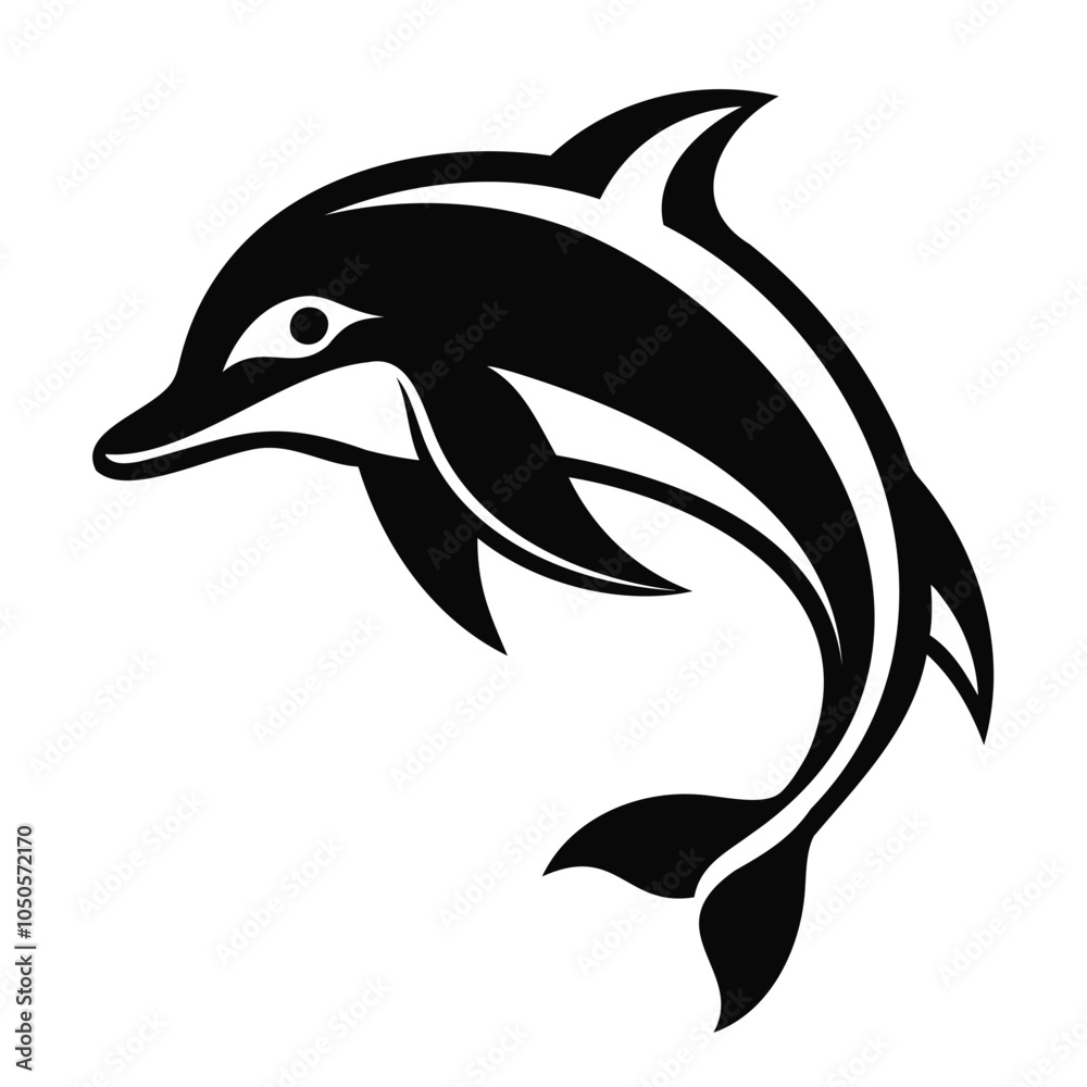 Naklejka premium Dolphin vector illustration black silhouette with transparent background