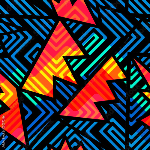 Sport geometric triangles. Seamless pattern