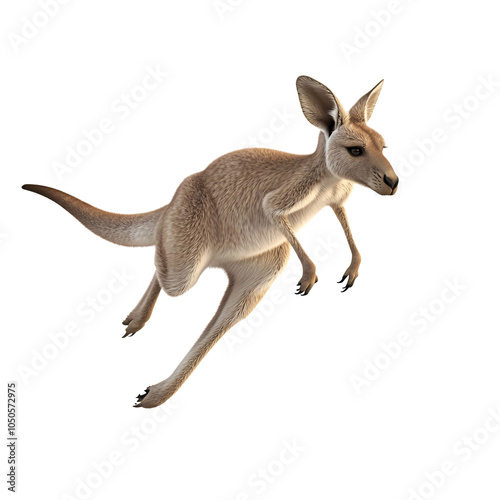 A red kangaroo leaps through the air, its powerful legs extended isolated on transparant background. Generative ai photo