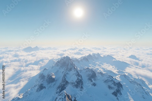 Majestic Snowy Mountains Above the Clouds - Breathtaking Aerial View