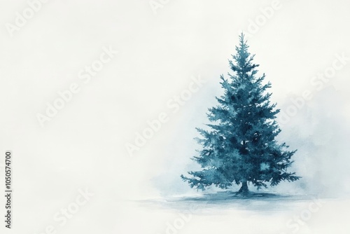Simple and elegant watercolor painting of a christmas tree, perfect for holiday greetings and winter-themed projects