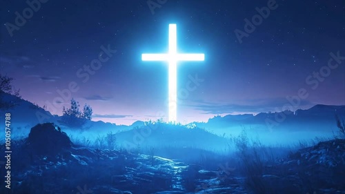 Serene Christian Cross Generative AI