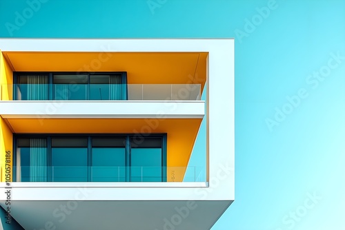 Modern apartment buildings on a sunny day with a blue sky. Facade of a modern apartment building