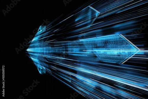 Arrows Light Blue modern conceptual Futuristic Speed on Black Background.