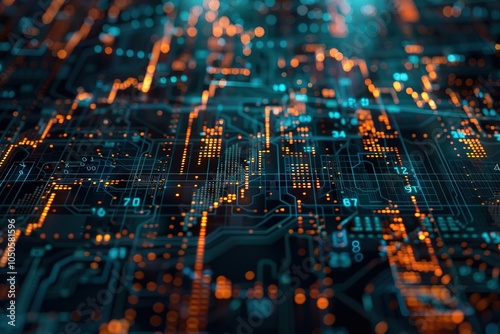 Data hi tech, mechanical technology Computer Generated Digital Currency and Exchange Stock Chart for Finance and Economy Display