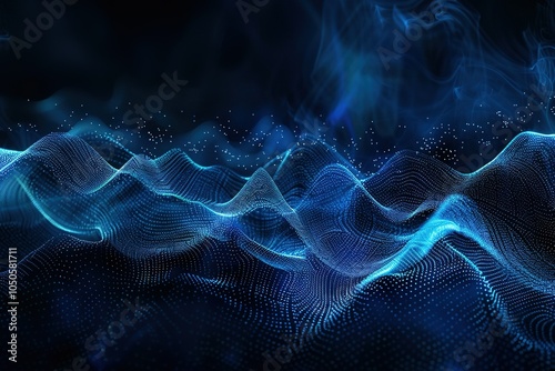 Dynamic blue particle wave. modern conceptual sound visualization. Digital structure of the wave flow of luminous particles. stock design