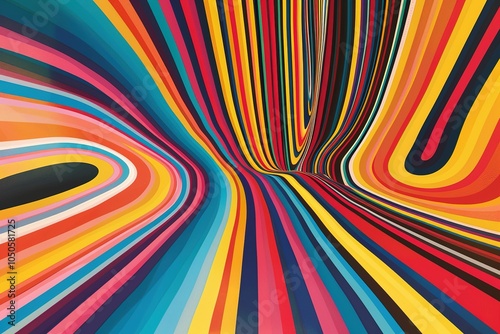 elegant warped lines colorful background. contemporary modern conceptual creative backdrop with multicolor variable width stripes