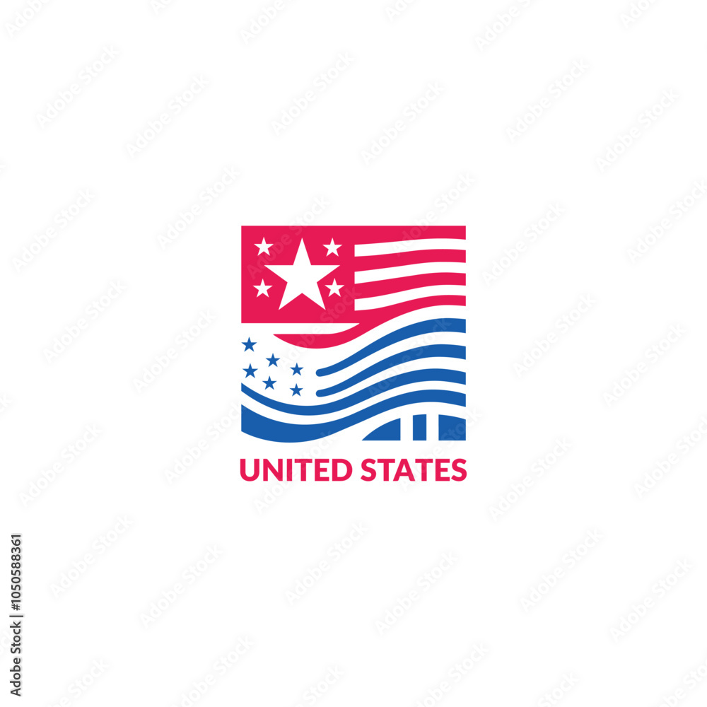 United states of america with arch flag logo design template vector illustration United states of america with arch flag logo design template vector illustration