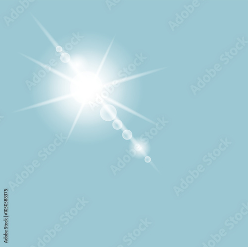 sun light in sky blue in in the upper left corner abstract blue background