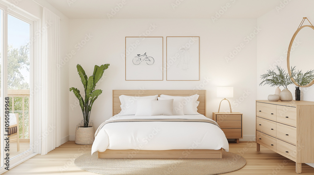 Fototapeta premium Small Bedroom in a condo clean design light
