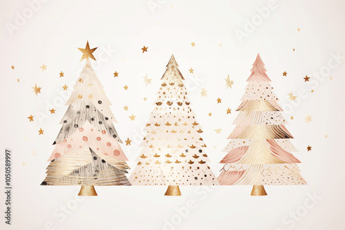 pastell colored abstract christmas trees, christmas background, christmas card, various trees