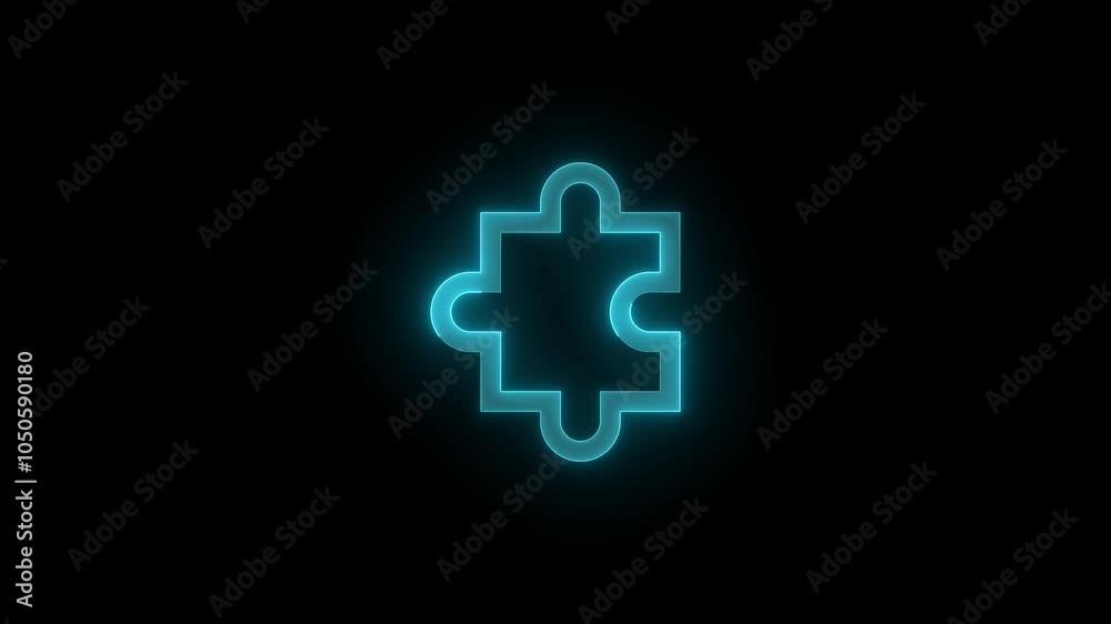 Puzzle stroke icon glowing neon animation Puzzle stroke icon glowing neon animation