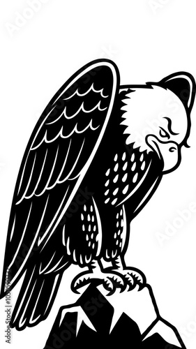 Eagle Bird Sad Cartoon Vector Icon black and white svg ,vector,outline Generative AI

