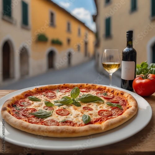Pizza in Italien. Generative AI Technologie photo