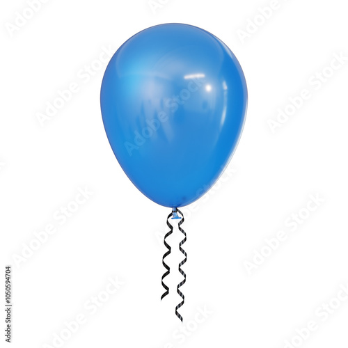 Single blue balloon isolated in transparent background 