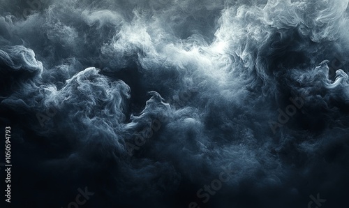 Dramatic Monochrome Swirling Smoke Clouds - Conceptual Atmospheric Abstract Background with Dark and Mysterious Aesthetic, Generative AI