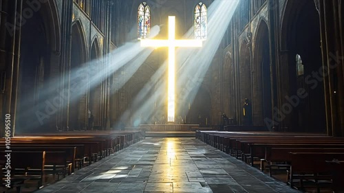 Shining Christian Cross in Church Generative AI