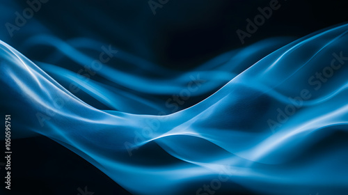 Abstract Blue Soundwaves Flowing Gently Across Space