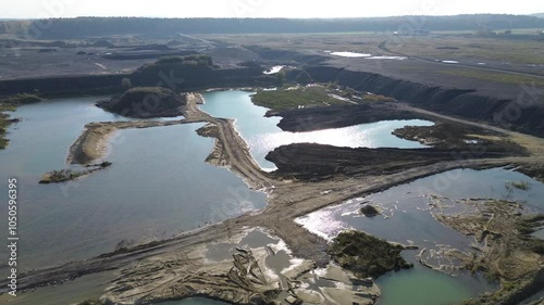  polluted island, dirty mountain black rocks photo, coal dump photo, coal waste photo, coal heap, coal mountain, black stone mountain, coal coal dump, składowsko węgla, hałda zdjęcie