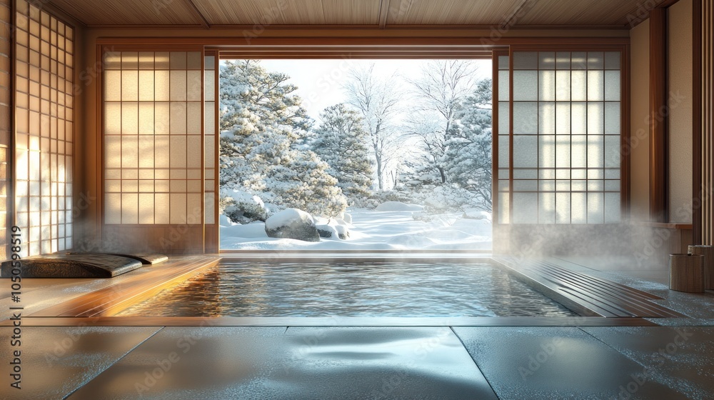 Obraz premium Japanese Onsen in Winter