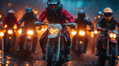 Motocross Riders in the Rain photo