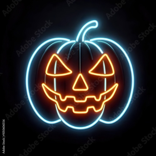 잭 오 랜턴, 네온사인 아트 (Halloween, Pumpkin, Jack O rlantern, Illustration, Animation Art) photo