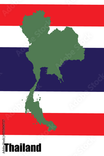 Thailand country map with flag background