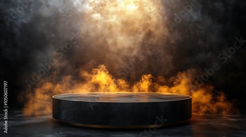 Wallpaper Mural Empty Blank Old Dark Brown Wooden Table Podium Stand Platform White Smoke Smog Fume Dim Light Glow Grunge Wall Background Torontodigital.ca