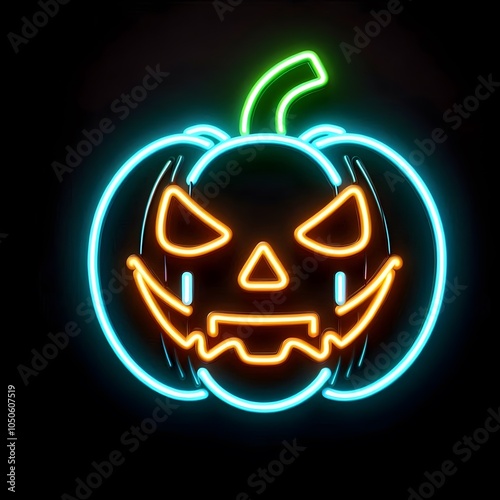 잭 오 랜턴, 네온사인 아트 (Halloween, Pumpkin, Jack O rlantern, Illustration, Animation Art) photo