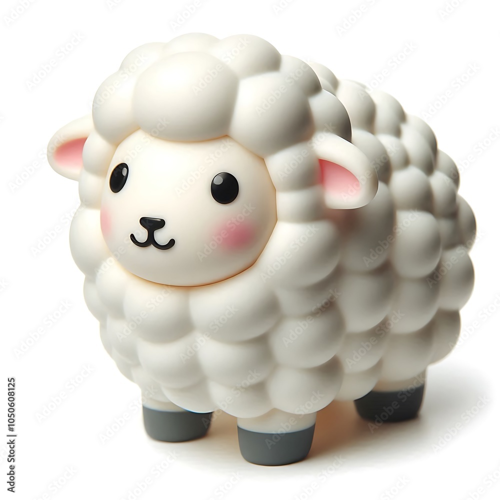 Fototapeta premium Toy figure white Sheep isolated on white background