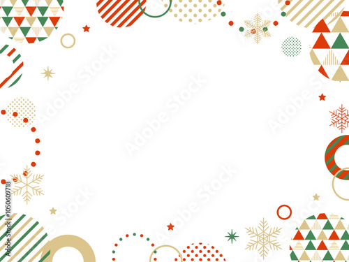 クリスマス/Happy new year  冬 雪の結晶 の ポップ なフレーム