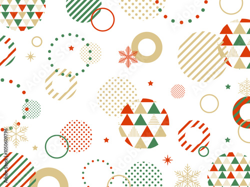 クリスマス/Happy new year  冬 雪の結晶 の ポップ な幾何学模様の背景