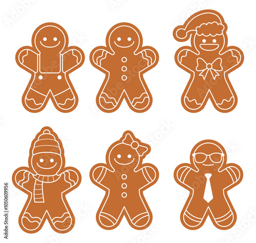  gingerbread, cookie, vector set, christmas food