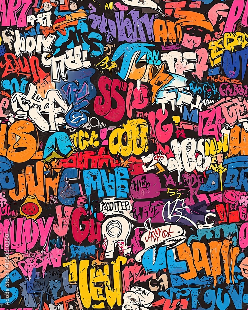 Obraz premium seamless pattern design Colorful graffiti art, abstract urban style.