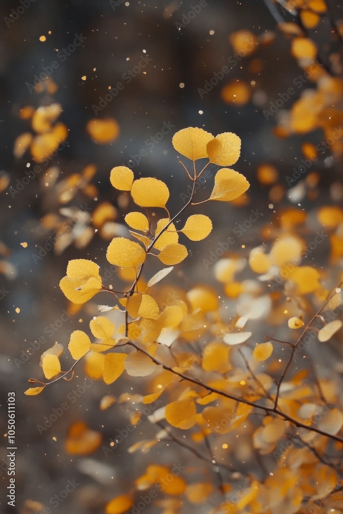 Fototapeta premium Golden Autumn Leaves: A Close-Up View of Nature's Beauty