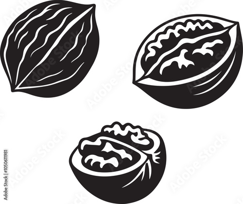 walnut silhouette vector logo or icon illustration