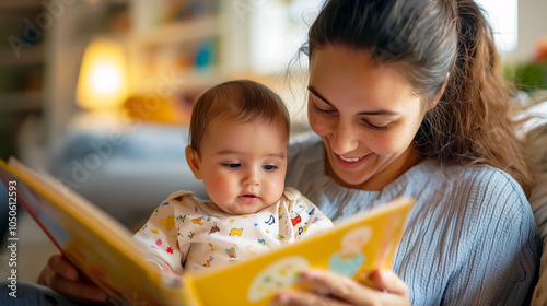 mother reading a book to her child