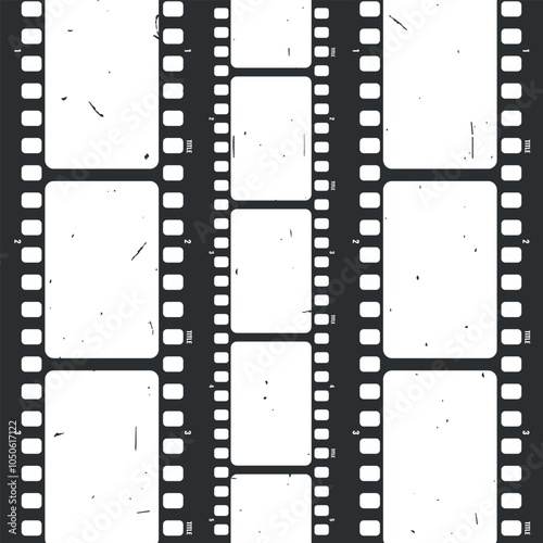 Old vintage movie film strip on white background. Film strip frame. Cinema and filmmaking concept. Vector illustration