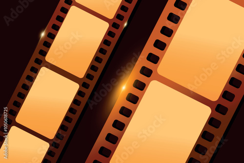 Shiny movie film strip background. Cinema film concept. Vector illustration